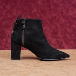 Stuart Weitzman Women Pointy Toe Party Black Suede Zip Back Lace Fashion Boots 7