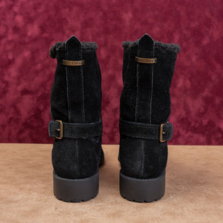 Cole Haan Women Black Suede Waterproof Slip-on Lug Fleece Lined Boots sz 8