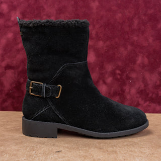 Cole Haan Women Black Suede Waterproof Slip-on Lug Fleece Lined Boots sz 8