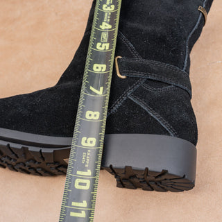 Cole Haan Women Black Suede Waterproof Slip-on Lug Fleece Lined Boots sz 8