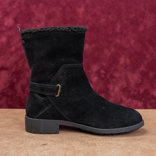 Cole Haan Women Black Suede Waterproof Slip-on Lug Fleece Lined Boots sz 8