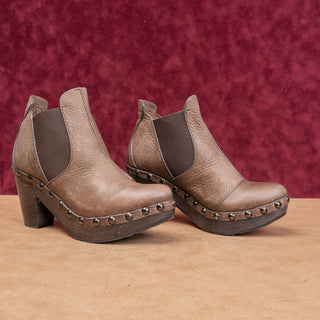 Pedro Garcia Women Brown Leather Studded Platform Chelsea Boots sz 6US EUR37