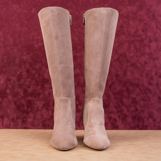 Stuart Weitzman Wmn Yuliana Slouch Rose Suede Dress Office Zip Knee Boots sz 7.5