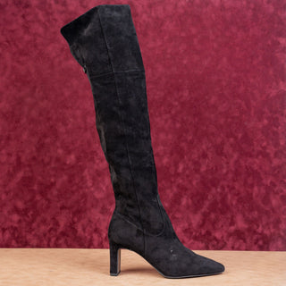 Sam Edelman Women Black Suede Fashion Party OTK Pointy Toe Heel Boots sz 11