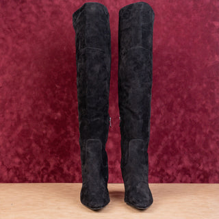 Sam Edelman Women Black Suede Fashion Party OTK Pointy Toe Heel Boots sz 11