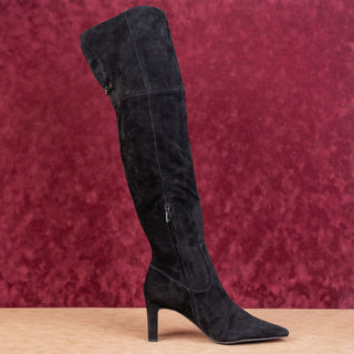 Sam Edelman Women Black Suede Fashion Party OTK Pointy Toe Heel Boots sz 11