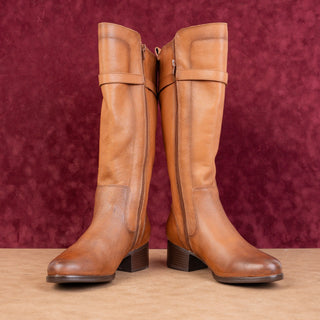 Naturalizer Women Brown Leather Riding Strap Extra Wide Calf Knee Boots sz 7