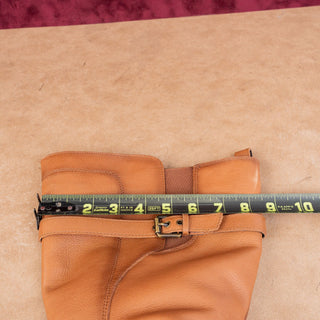 Naturalizer Women Brown Leather Riding Strap Extra Wide Calf Knee Boots sz 7