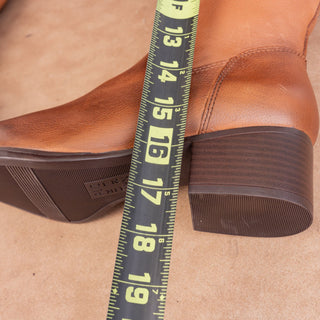 Naturalizer Women Brown Leather Riding Strap Extra Wide Calf Knee Boots sz 7