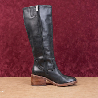 Vince Camuto Women Vuliann Black Leather Platform Retro Wide Calf Boots Size 11