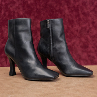 Marc Fisher Women Cello Black Leather Fashion Square Toe Ankle Boots sz 10