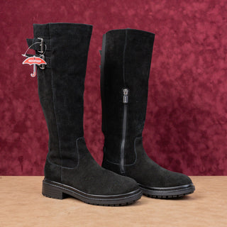 Blondo Women Reagan Waterproof Black Suede Stretch Moto Knee Boots sz 7