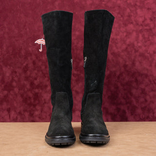 Blondo Women Reagan Waterproof Black Suede Stretch Moto Knee Boots sz 7