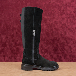 Blondo Women Reagan Waterproof Black Suede Stretch Moto Knee Boots sz 7