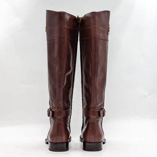 Tory Burch Women Everly Signature T Logo Leather Brown Riding Boots sz 8