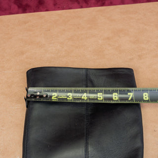 Circus NY Women Black Leather Zip Fashion Square Toe Block Heel Boots sz 9.5