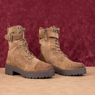 Sam Edelman Women Junip Brown Suede Festival Combat Platform Boots Size 9