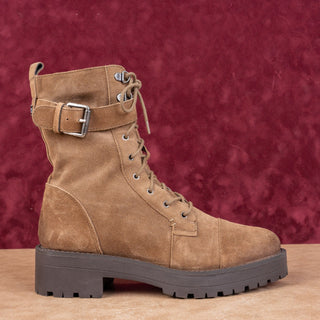 Sam Edelman Women Junip Brown Suede Festival Combat Platform Boots Size 9