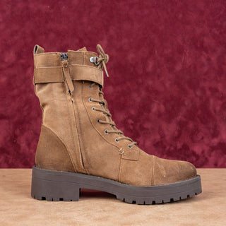 Sam Edelman Women Junip Brown Suede Festival Combat Platform Boots Size 9