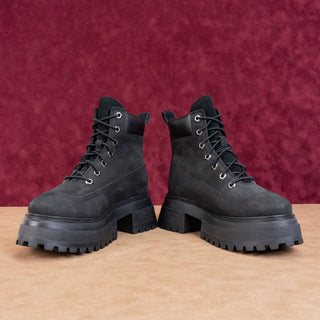 Timberland Wmn Black Nubuck Stompers 6 SkyHigh Platform Festival Ankle Boots 7.5