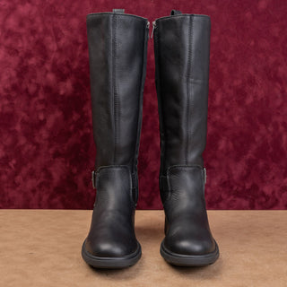 UGG Women Moto Party Black Waterproof Leather fashion Zip Knee Boots sz 6.5