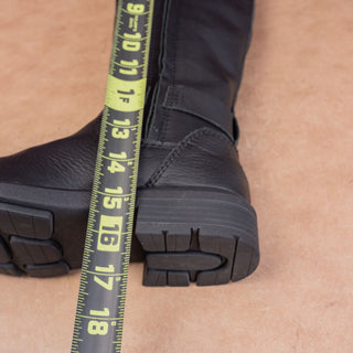 UGG Women Moto Party Black Waterproof Leather fashion Zip Knee Boots sz 6.5