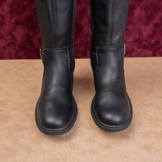 UGG Women Moto Party Black Waterproof Leather fashion Zip Knee Boots sz 6.5