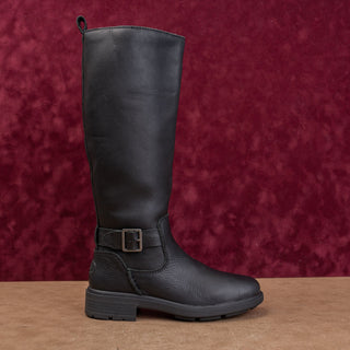 UGG Women Moto Party Black Waterproof Leather fashion Zip Knee Boots sz 6.5