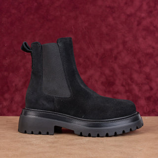 La Canadienne Women Black Suede Waterproof Festival Party Platform Boots 6-6.5