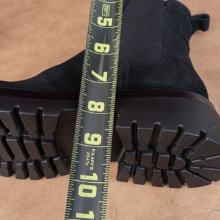 La Canadienne Women Black Suede Waterproof Festival Party Platform Boots 6-6.5