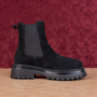La Canadienne Women Black Suede Waterproof Festival Party Platform Boots 6-6.5