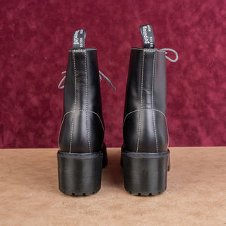 Dr Martens Wmn Shriver Black Leather Festival Platform Party Combat Boots sz 11