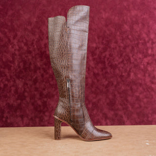 Vince Camuto Women Palley Brown Leather Fashion OTK Party Tall Knee Boots sz 8.5