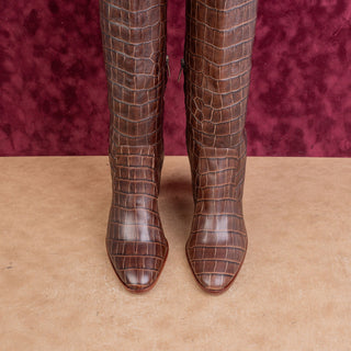 Vince Camuto Women Palley Brown Leather Fashion OTK Party Tall Knee Boots sz 8.5