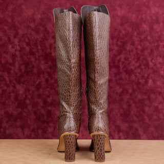 Vince Camuto Women Palley Brown Leather Fashion OTK Party Tall Knee Boots sz 8.5
