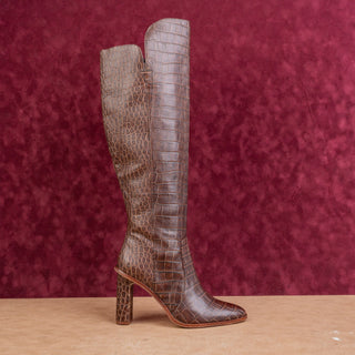 Vince Camuto Women Palley Brown Leather Fashion OTK Party Tall Knee Boots sz 8.5
