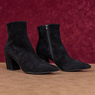 Jeffrey Campbell Women Black Suede Pointy toe Party Zip Ankle Boots sz 9.5
