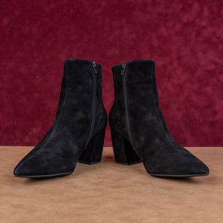 Jeffrey Campbell Women Black Suede Pointy toe Party Zip Ankle Boots sz 9.5