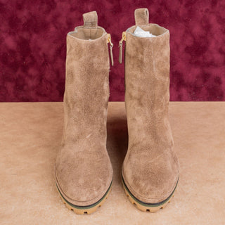 Tory Burch Women Brown Suede Zip Fashion Lug Round Wedge Ankle Boots sz 7.5