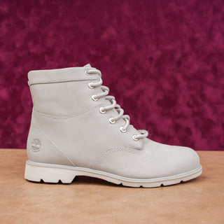 Timberland Women Campton Lace-up Grey Nubuck Waterproof 6in Combat Boots sz 8.5