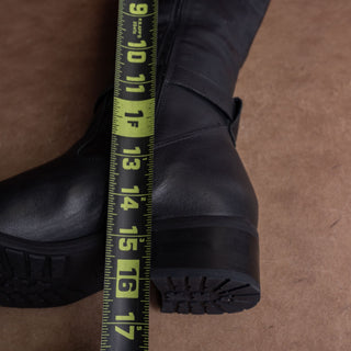 David Tate Women Black Leather Wide Calf Classic Riding Stretch Tall Boots 8.5