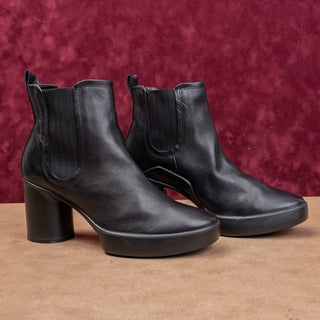 Ecco Women Shape Sculped Black Leather Ankle Chelsea Boots sz 10US EUR41