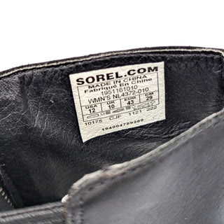 Sorel Women Joan Artic Wedge III Zip Cozy Black Leather Wedge Ankle Boots sz 12