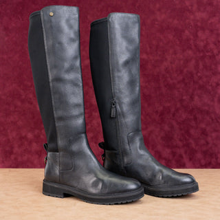Cole Haan Women Greenwich Grand OS Black Leather Elastic Zip Knee Boots sz 8.5