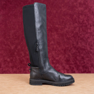 Cole Haan Women Greenwich Grand OS Black Leather Elastic Zip Knee Boots sz 8.5