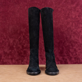 Stuart Weitzman Women Gisele 5050 Collection Black Suede Slip-on Knee Boots sz 6.5