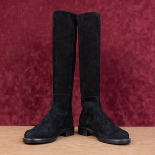Stuart Weitzman Women Gisele 5050 Collection Black Suede Slip-on Knee Boots sz 6.5