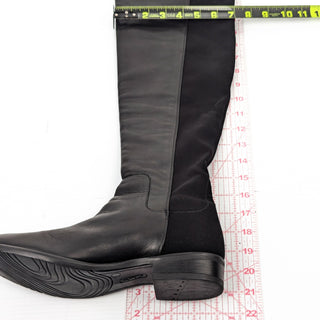 Clarks Women Black Elastic Leather Vintage Retro Tall OTK Boots sz 8.5US EUR39.5