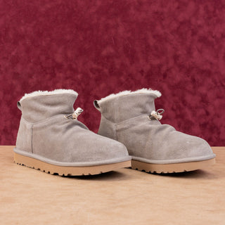 UGG Women Classic Mini Toggler Drawcord taupe Suede Ankle Boots sz 8