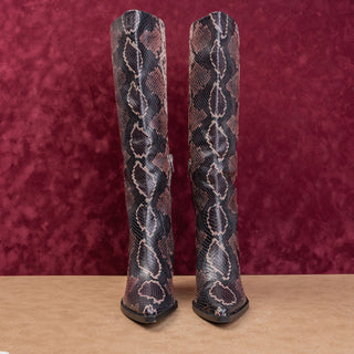 Vince Camuto Women Snake Print Leather Western Zip Fashion Boots 8.5US EUR39